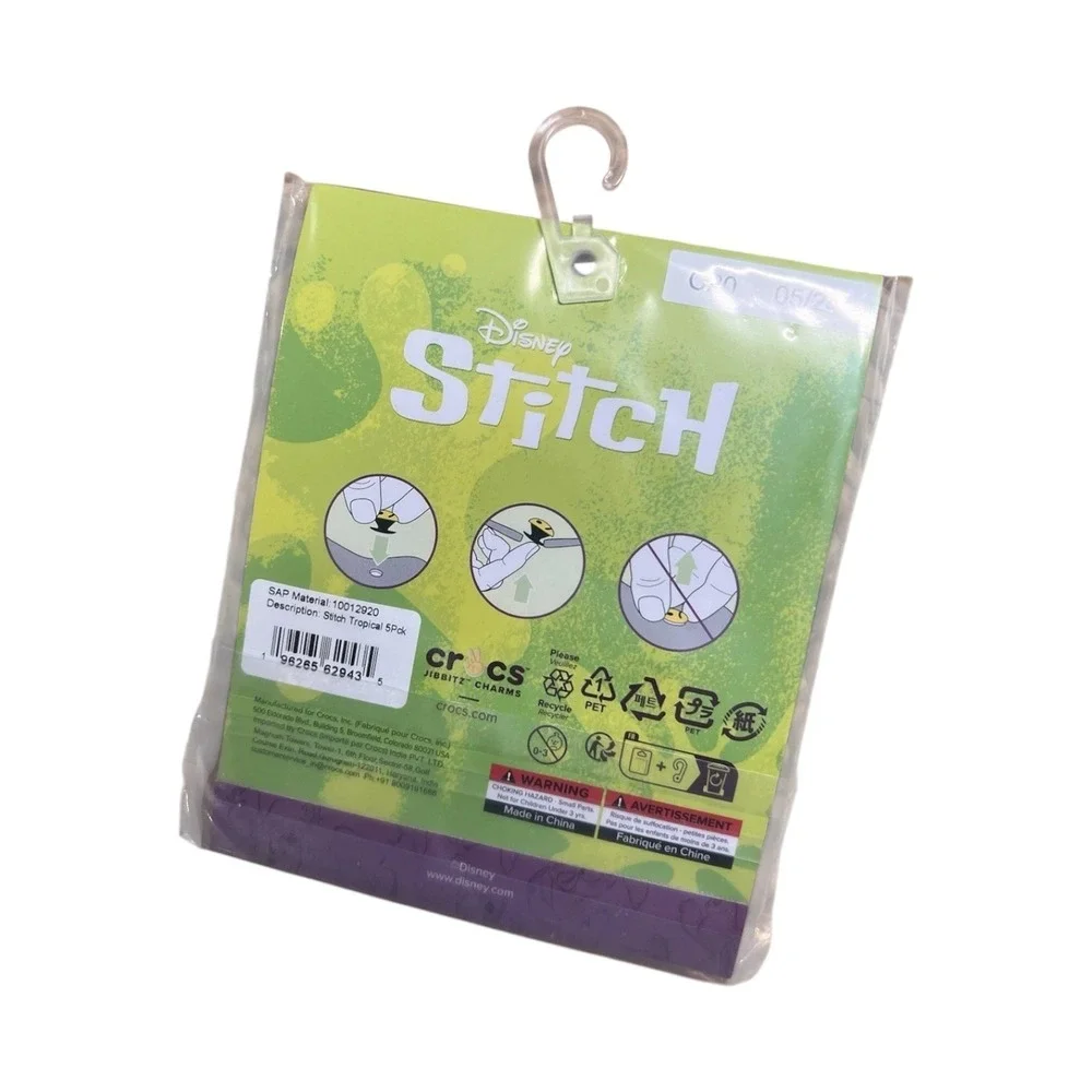 Crocs Jibbitz Disney Stitch Tropical 5-Pack Shoe Charms- NEW! Free Fast Shipping
